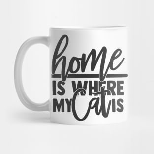 Home is Where My Cat is Funny Home Cat Lover Mug